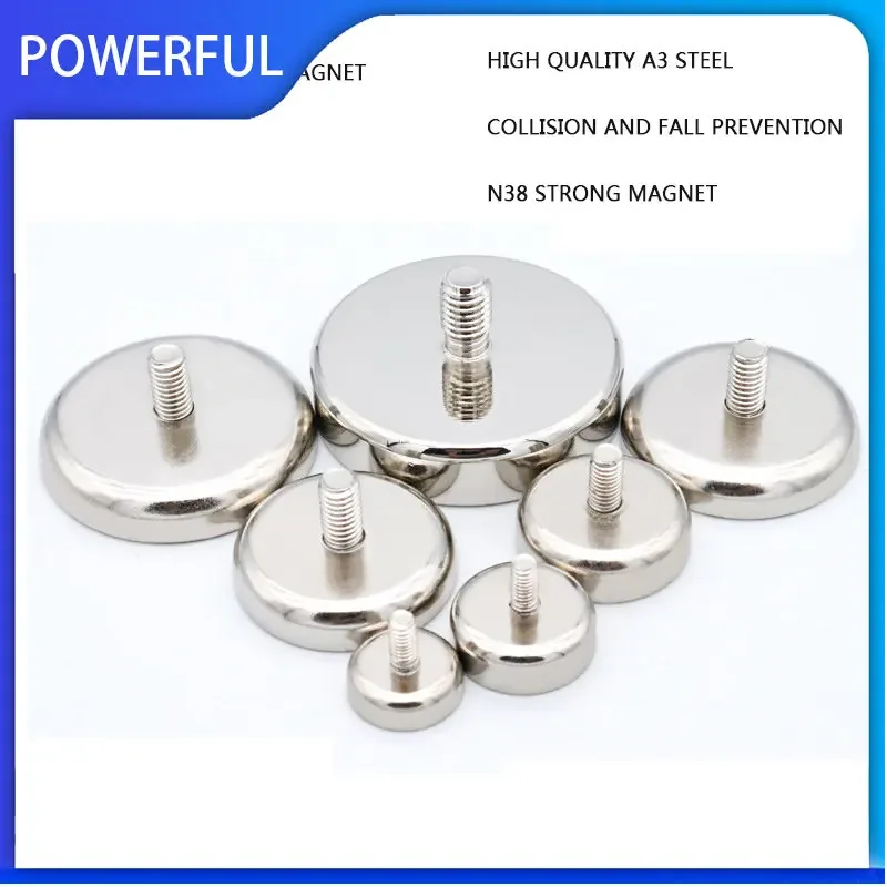 Neodymium Shallow Pot Magnets With Internal Thread Hole have a threaded Stem Be Used For Every kind of Tapped Screws Dia  8-90mm