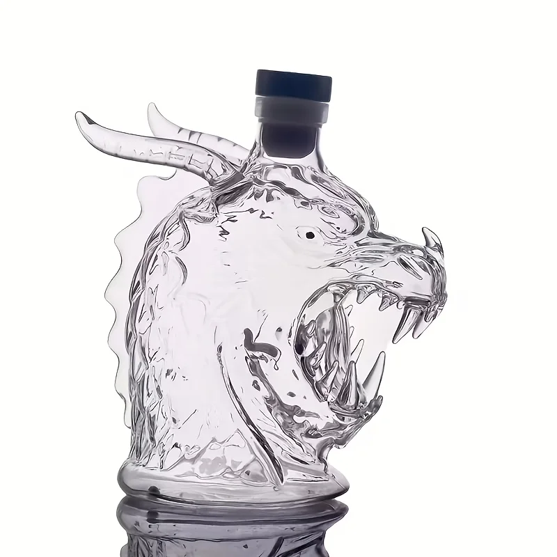 Dragon Head Wine Decanter, 10.14 Ounce Whiskey Bottle. Featuring 3D Design Glass Liquor Decanter, Unique Design view 4