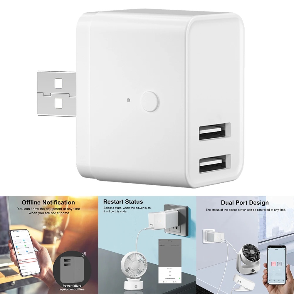 USB for Smart Switch Wifi Power Adapter For Tuya App Remote Control Timer Switch 44*27*47mm High Heat-resistant Electrical