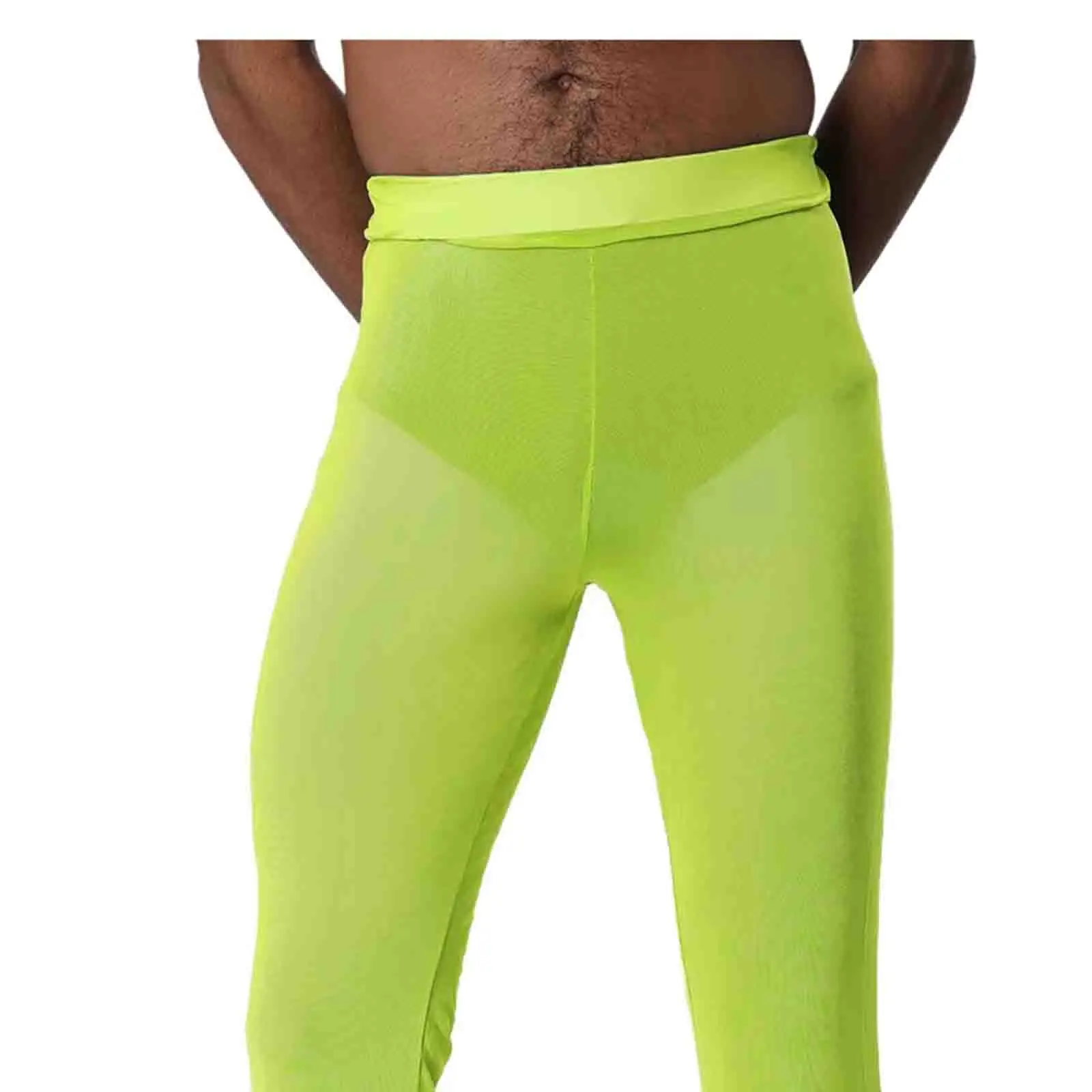 

Men Fluorescent Flared Pants See Through Sheer Mesh Bikini Swimsuit Beachwear Briefs Cover Pants Pool Party Casual Fashion Pants