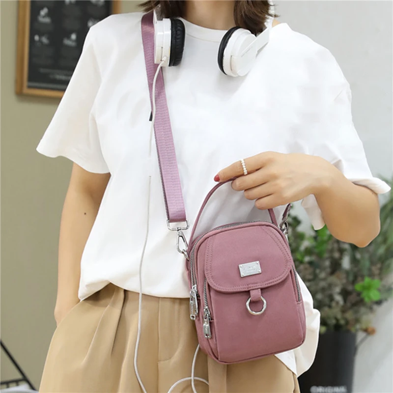 Fashion 3 Layers Women Mini Bag High Quality Durable Fabric Girls Small Shoulder Bag Prettry Style Female Mini Handbag Phone Bag