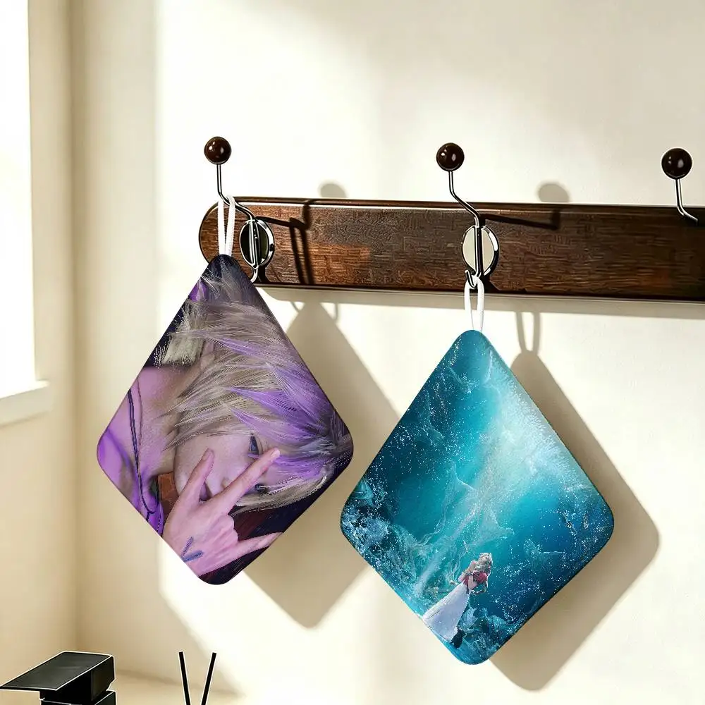 Game F-Final F-Fantasy VII Kitchen Hand Towel Soft Absorbent Bathroom Hanging Towel Cartoon Kids Wipe Handkerchief