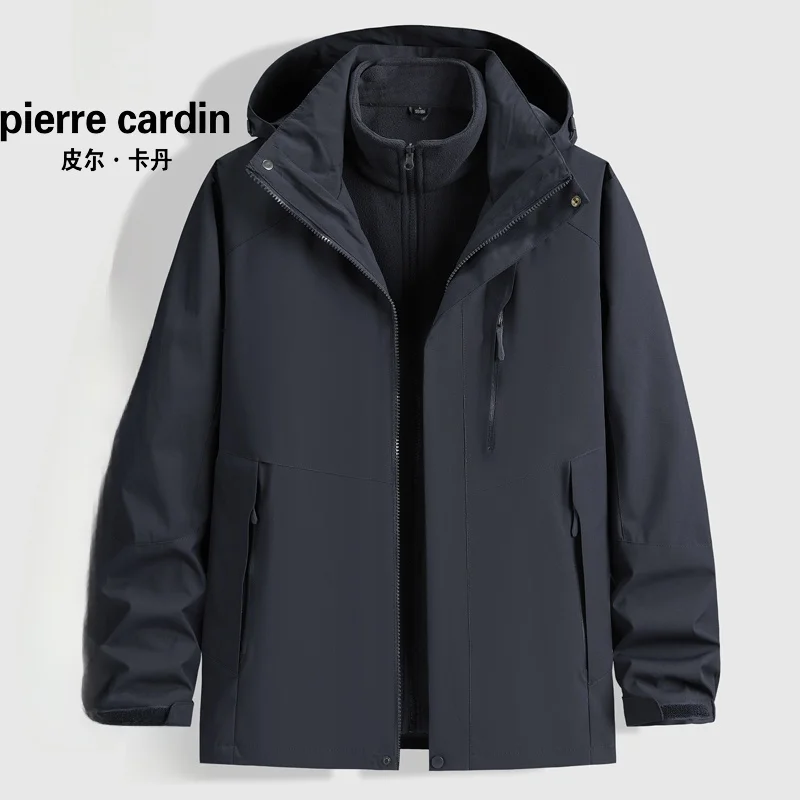 

Pierre Cardin Men's Thiened Fce Lined Tee-in-One Detachable Jaet Outdoor Windproof Casual Sle Autumn Winter Coat