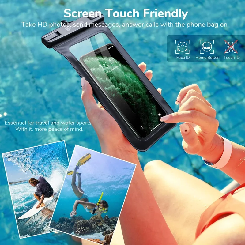 IP17PRO Waterproof Phone Pouch 2 Pack, 30m Waterproof & HD Touch-Screen Compatible,Universal Size for iPhone Android, Black Cyan
