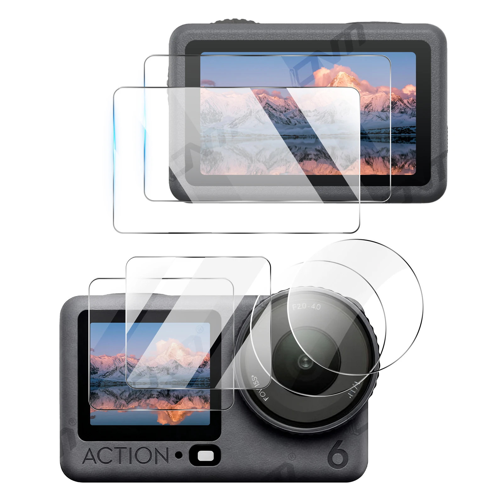 Tempered Glass Screen Protector for DJI Action 6 - 9H Anti-Scratch Anti-Fingerprint HD Clear Bubble-Free Easy Install