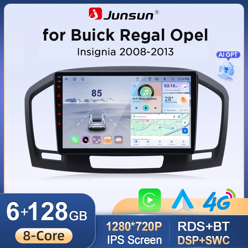 Junsun Android Carplay Autoradio für Opel Insignia für Buick Regal 2014-2017 Auto-Multimedia-Videoplayer GPS DSP RDS BT SWC IPS Touchscreen-Headunit Stereo