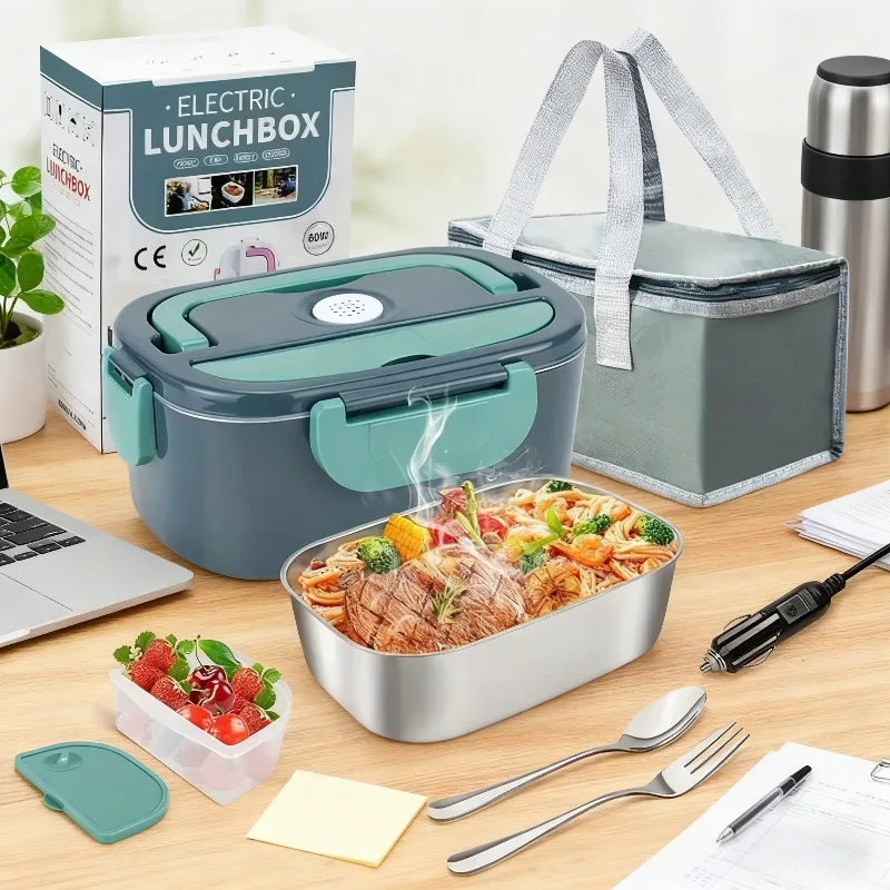 

Dual Voltage Car Lunch Box 12V 24V Heating System 2L Capacity Stainless Steel Food Container Adjustable Temperature