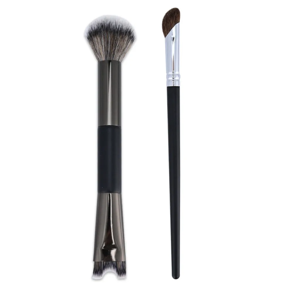 جديد 2 في 1 مجموعة فرشاة كونتور الأنف نحت الأنف تحديد كريم الأساس المسطح لأحمر الخدود تسليط الضوء على فرشاة للمكياج المخفي ماكياج الوجه #1