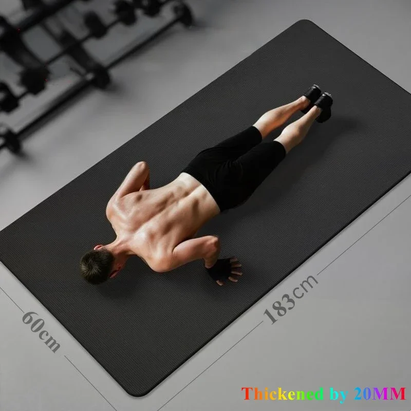 20mm Yoga Mat 183×60cm Non Slip Exercise Mat Thick Solid Color Fitness Workout Mat Multi-Function for Home Gym Indoor Widen Yoga