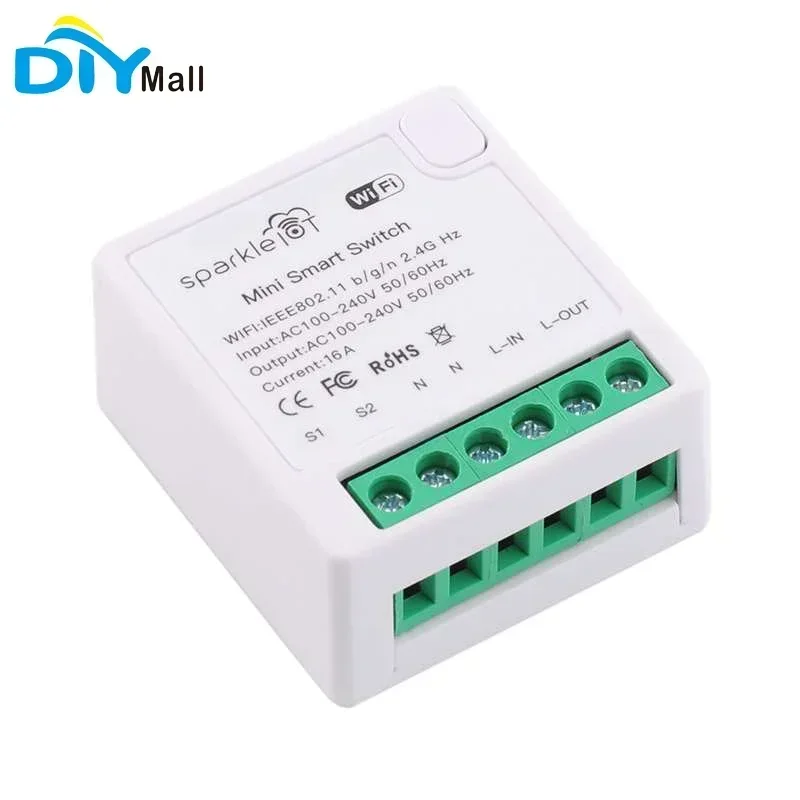 

Tuya Mini DIY Wi-Fi умный переключатель с функцией синхронизации 16A 2-полосный модуль выключателя света Smart Life APP, совместимый с Alexa Google Home