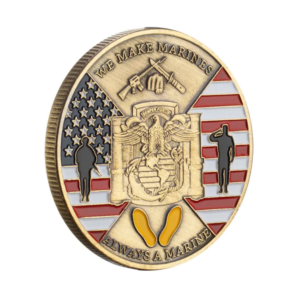 Moeda Comemorativa Militar dos Estados Unidos, Fazemos Padrão Bandeira Marines, Moeda Banhada a Ouro, Lembrança Semper Fideli