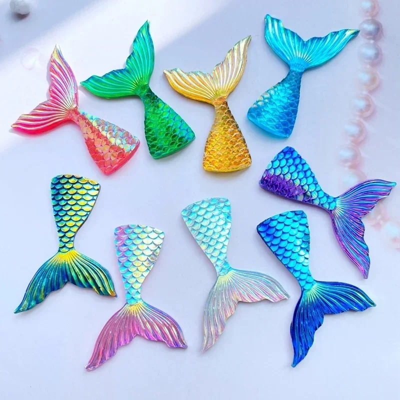 5pcs/set DIY Resin Plated Bottom AB Mermaid Tail Earrings Necklace Bracelet Clothes Decoration Accessories