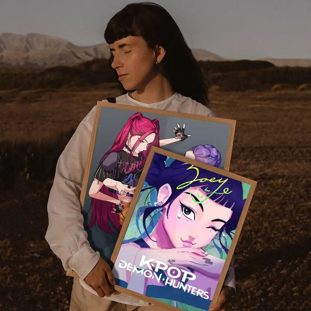 Kpop D-Demon H-Hunters الكرتون الكلاسيكية خمر الملصقات ديكور اللوحة جدار الفن الأبيض كرافت ورقة Kawaii غرفة ديكور