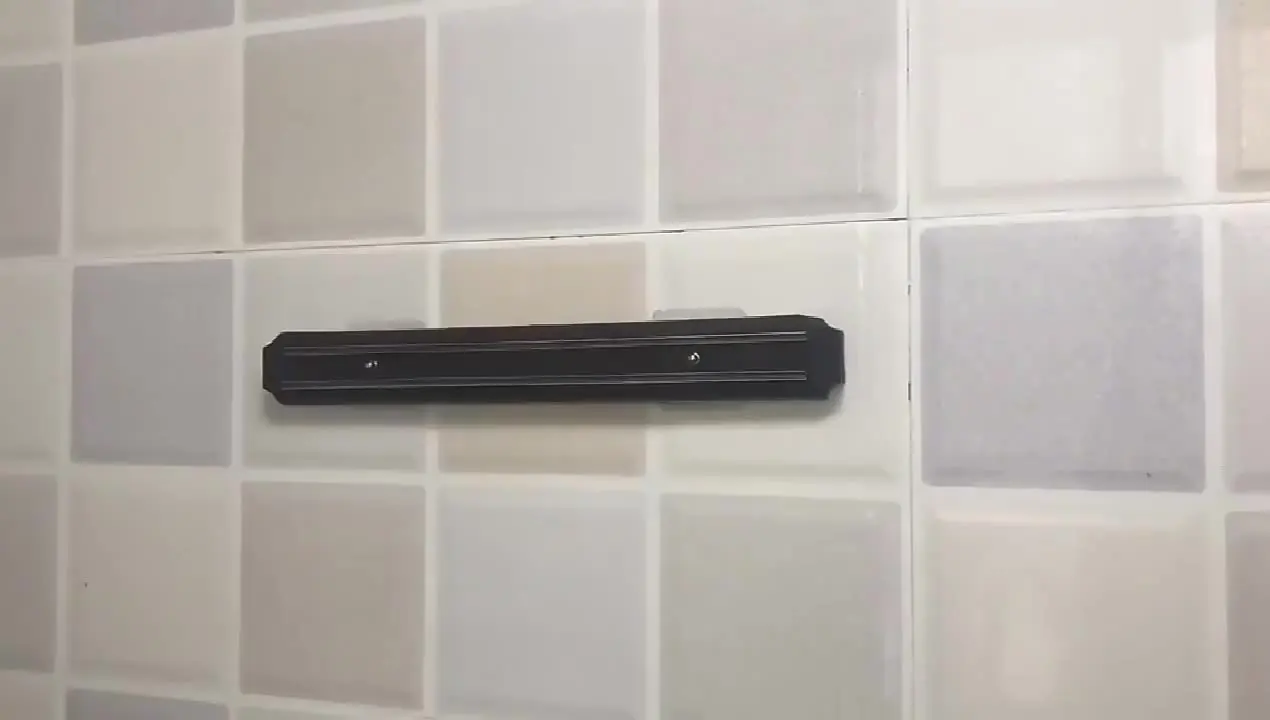 Powerful Magnetic Knife Holder Multifunctional Wall Hanging Knife Rack Strip Black Kitchen Practical Tools Organizer Punch Free