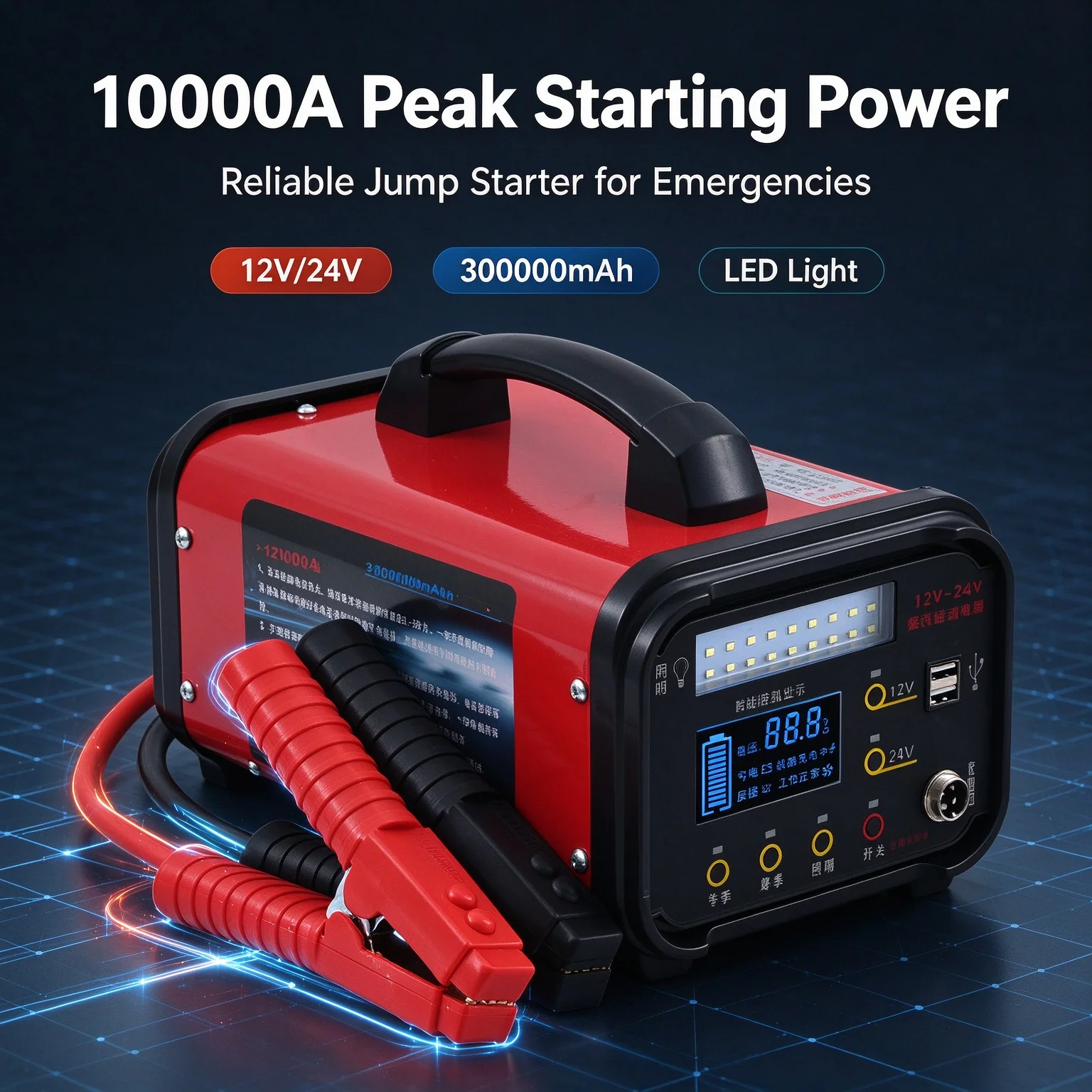 12v/24v Truck Jump Starter Car Battery Booster  Portable Car Power Bank Electric Recommended Device Lorry Emergency Power Sup