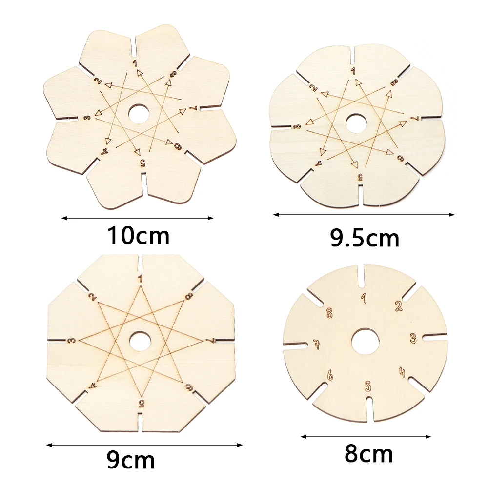 5pcs Handicrafts Woven Braiding Disk, Flower Shape Wood Disk Bracelet Braiding Woven Aid Plate Knitting Tools Beading Cord Disc view 3