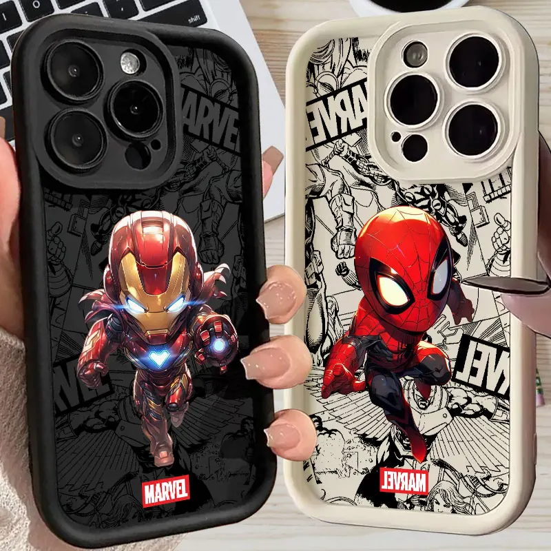 COOL Cute Marvel Ironman Spiderman Silicon Case For Apple iPhone 17E 15 16 14 13 12 11 17 Pro Max 17 Air 16 Plus 16E Phone Cover view 2
