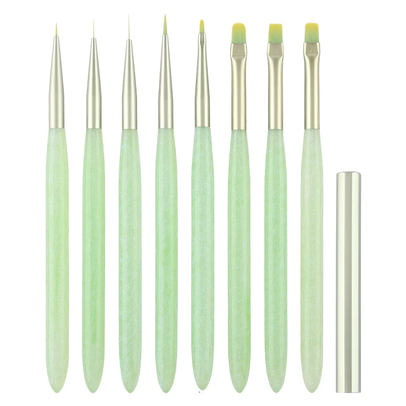 1Pcs Green Nail Art Brush For Manicure Salon Tool Professional Painting Drawing UV Gel Extension Pen Nail Polish Nail Brushes