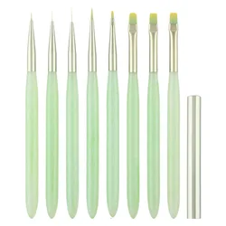 1Pcs Green Nail Art Brush For Manicure Salon Tool Professional Painting Drawing UV Gel Extension Pen Nail Polish Nail Brushes