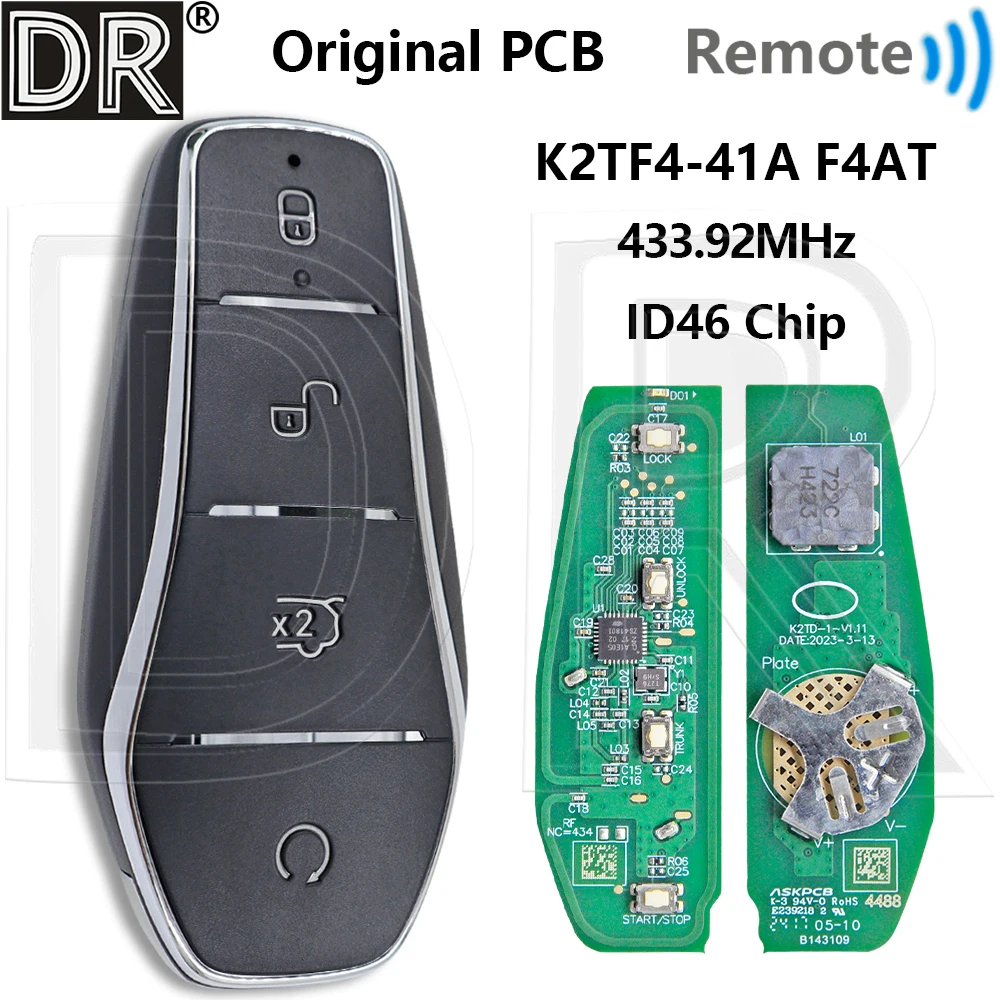 

Great Original ID46 Chip 434.9MHz Car Remote Key For BYD Yuan PLUS Qin PLUS SON Dolphin DM-i Qin PLUS EV Tang