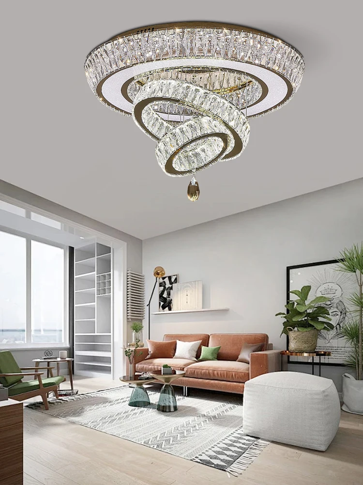 

Светодиодные люстры класса люкс из нержавеющей стали с кристаллами, круглые потолочные светильники для спальни и гостиной, декор для дома