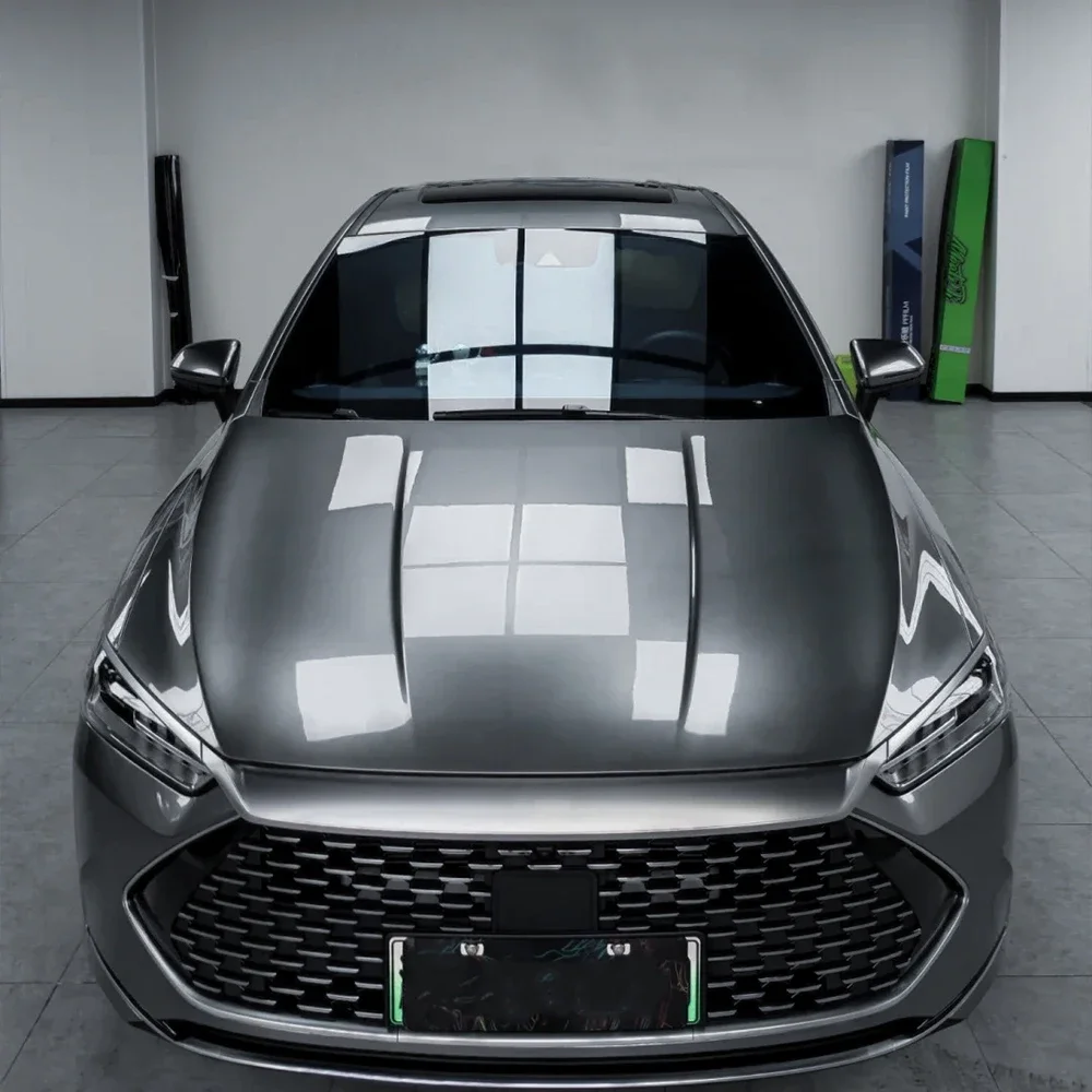 

Premium Metal Paint Mid Grey Vinyl Wrap Film Roll Self Adhesive Decal Car Wrapping DIY Easy to Use Air-Release Auto Accessories