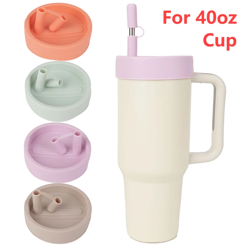 Silicone Dustproof Cup Cover Straw Cap Leak Proof Cup Lid Thermos Covers Reusable Spill Stopper for Stanley 40oz Accessories