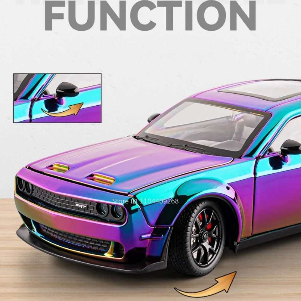 1:24 Hellcat Charger 1970 Toy Car Model Pull Back Alloy Diecast Rubber Tires Miniature Models Metal Cars Gift for Birthdays view 6