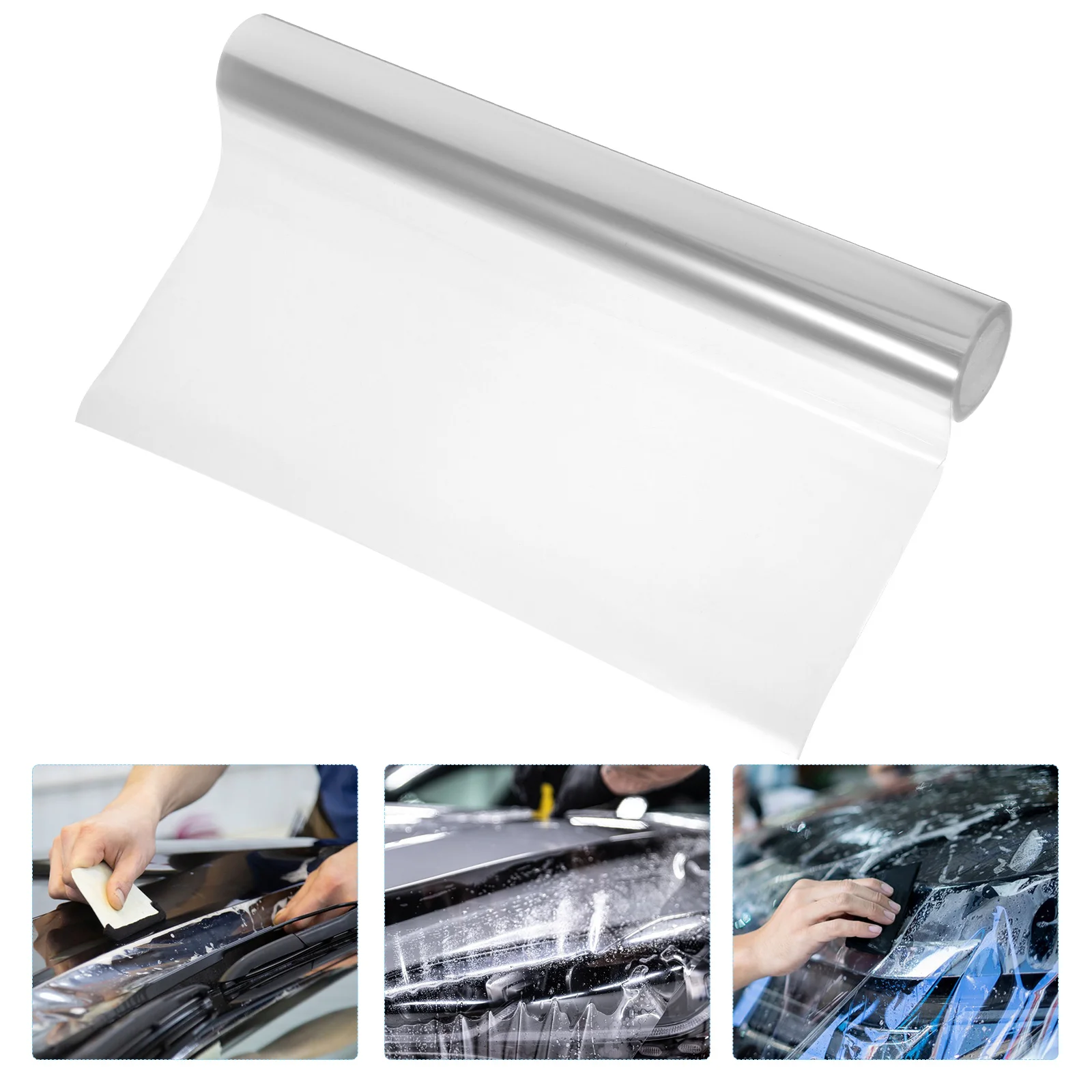 

Transparent Car Wrap Sticker Anti-scratch Modification Film 3 Layers Car Wrapping Cover (White 30x300cm)