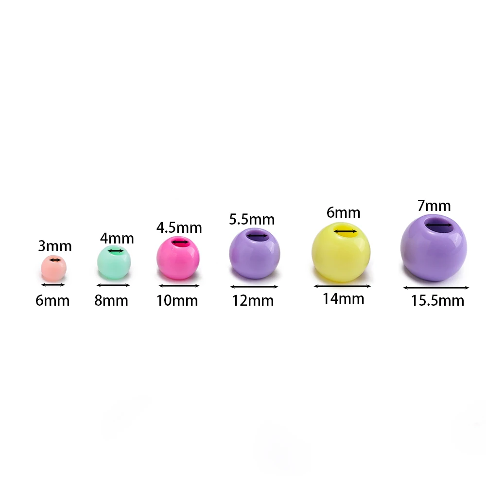 30-300pcs Mixed Color Acrylic Big Hole Beads 6-16mm Loose Spacer Beads for DIY Earrings Bracelets Jewelry Making Findings