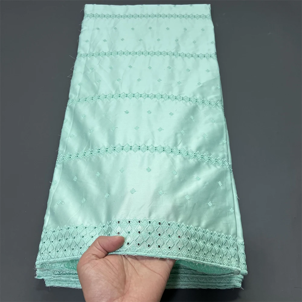 

2025 African Nigerian Tulle Lace Fabric for Dress Sewing High Quality Damask Cotton Pure Embroidery Wedding Party hz1390 5Yard