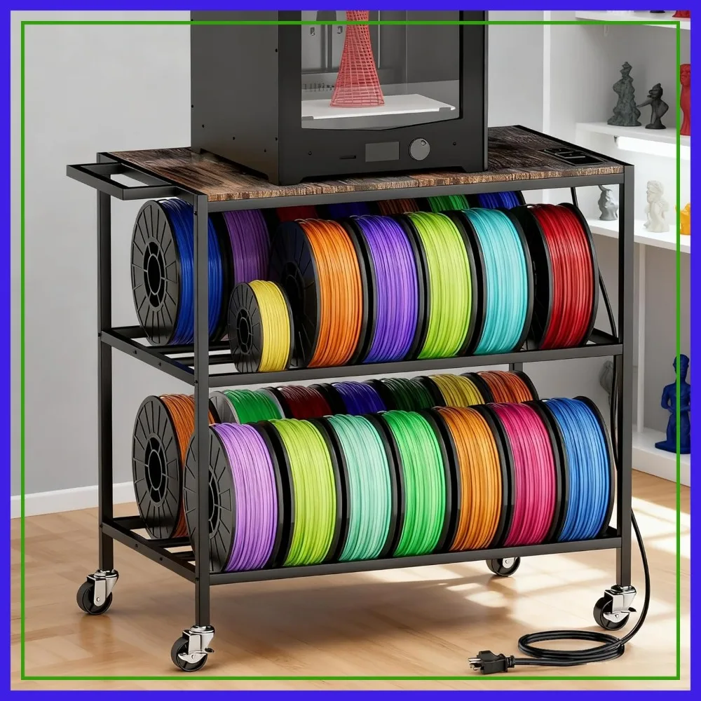 

3D Printer Stand with Filaments Storage, Heavy Duty Table for Workshops, Studios, Offices