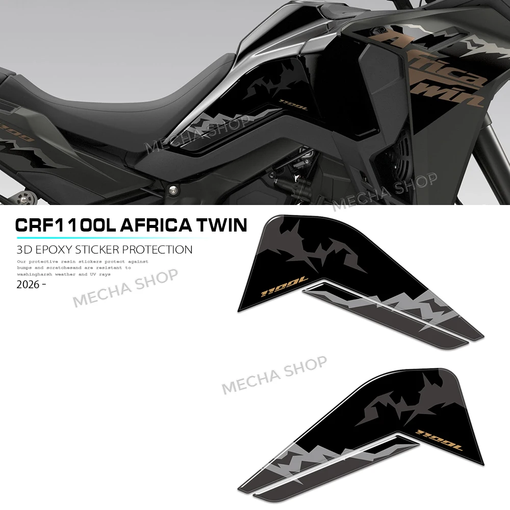 

For Africa Twin 1100 L 2026 3D Resin Sticker Protection Tank Pad Side Protective Decals
