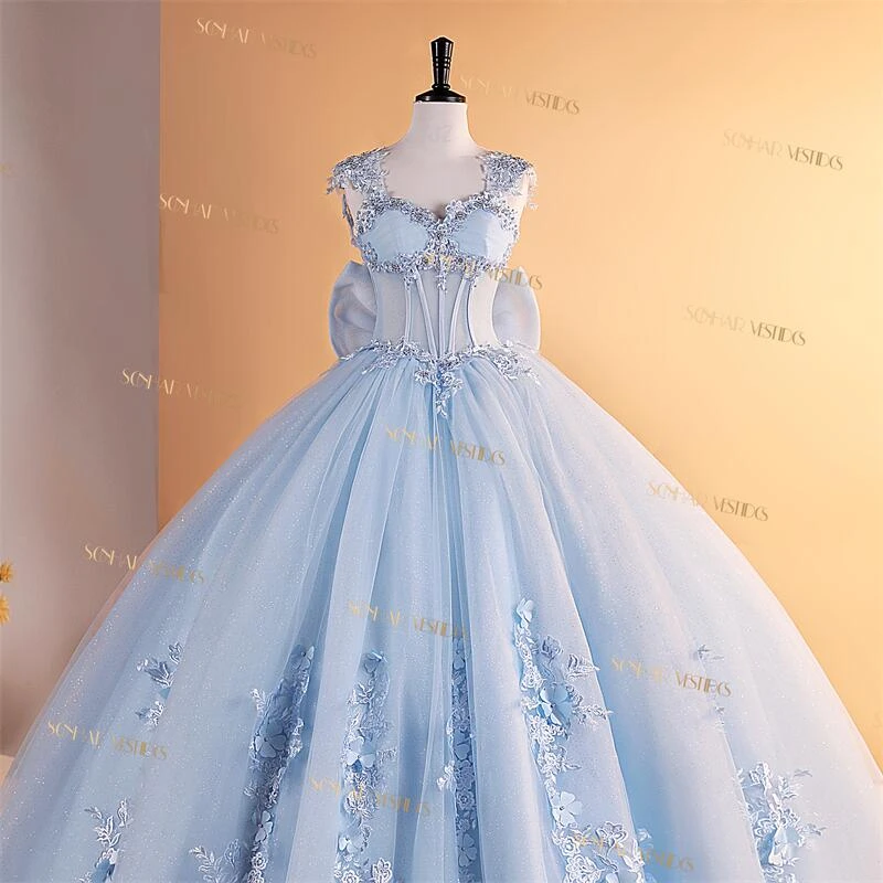 Cheap 15 Quinceanera Dresses Ball Gown Glitter Party Dress With Bow Tie Formal 15 Year Old Dress Prom Dress Customized 2026
