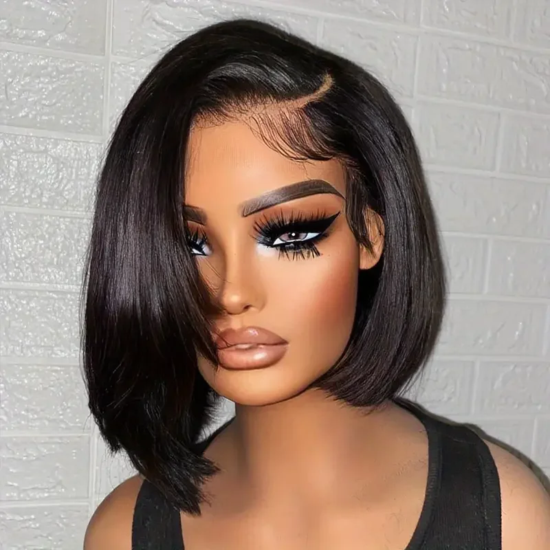 

Bob Wig Human Hair Hd Transparent Lace Front Wig Pre Plucked Straight Wigs 13X4 Lace Frontal Short Human Hair Wigs for Women