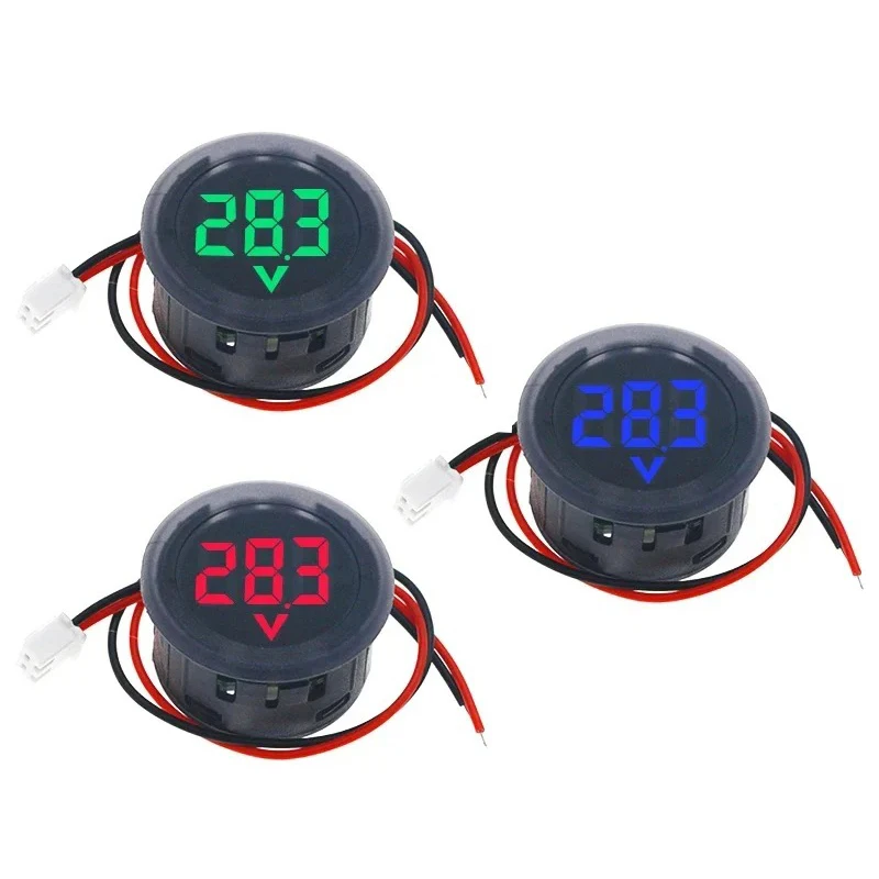 DC 4-100V LED Digital Display Round Two-wire Voltmeter DC Digital  Car Voltage Current Meter Volt Detector Tester Monitor Pane