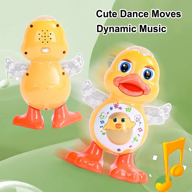 Electric Music Light Dancing Duck with Cute Blinking and Shaking Head Educational Electronic Pet for Children's Birthday Gift