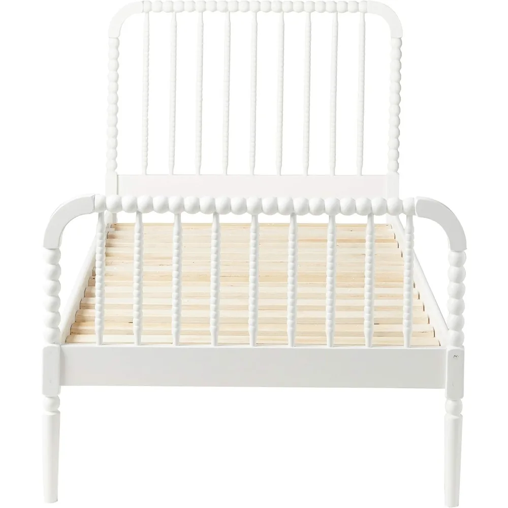 Jones Country-muebles para el hogar, madera de granja, Jenny Lind, bobina de doble tamaño, marco abierto, plataforma completamente Slatted, marco de cama blanco