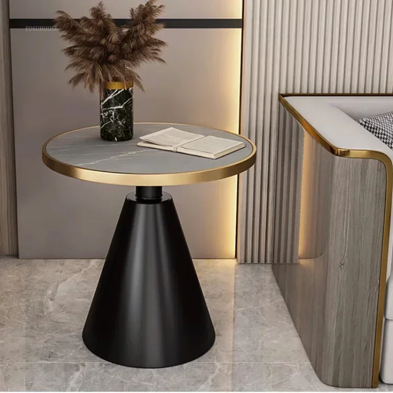 Light Luxury Living Room Sofa Side Table, Nordic Slate Coffee Table, Balcony Small Round Table, Simple Modern Bedside Table