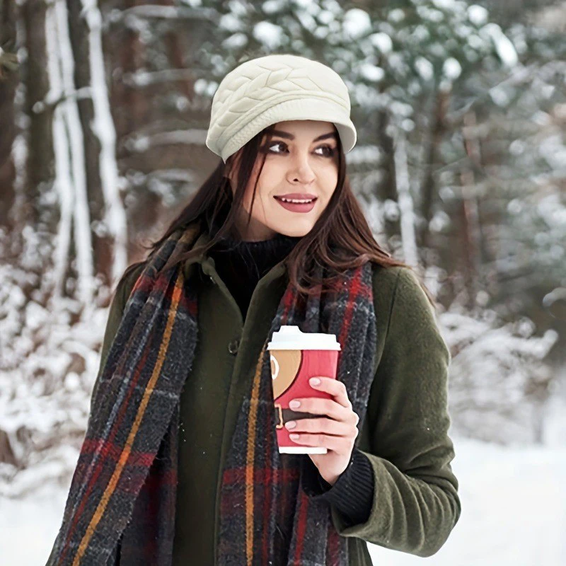 المرأة الشتاء بلون الدافئة الحياكة فضفاضة القبعات الترفيه قبعة تزلج النسخة الكورية قبعة زائد المخملية سميكة الحياكة غطاء للأذن #2