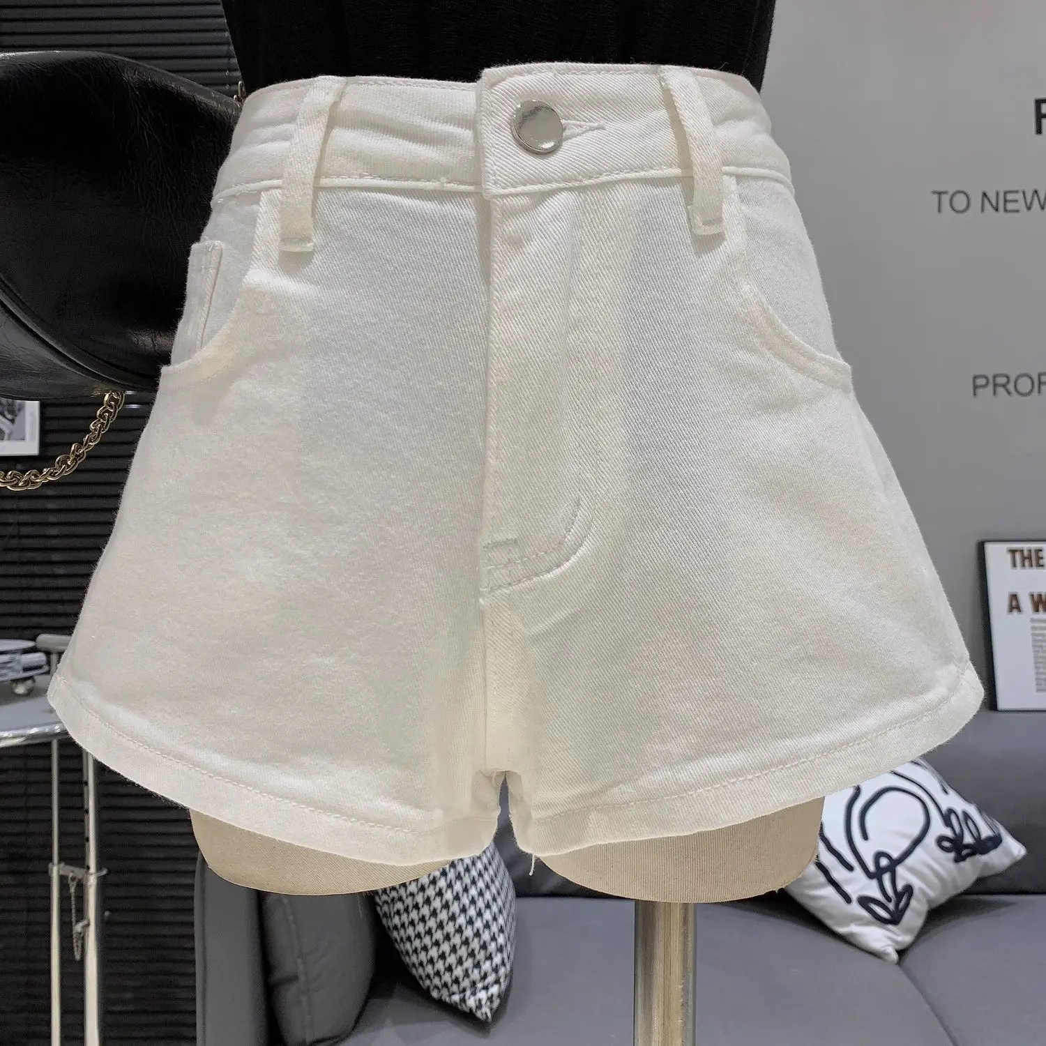 Pantalones cortos vaqueros lavados de verano para mujer, pantalones cortos informales con diseño de lazo, pantalones vaqueros Spice Girl de cintura alta, novedad de 2025