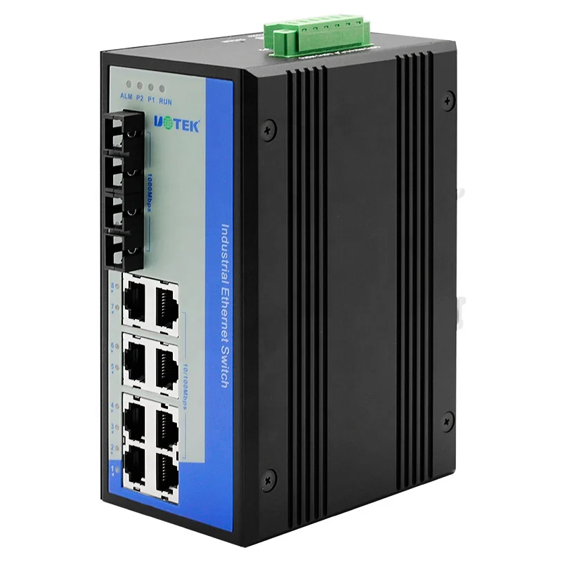 UOTEK UT-62208F-8T-2GSC-MNF Managed 8 100M ไฟฟ้าพอร์ต + 2 1000M พอร์ตไฟเบอร์ออปติก Gigabit DIN-Rail อุตสาหกรรม Ethernet Switch