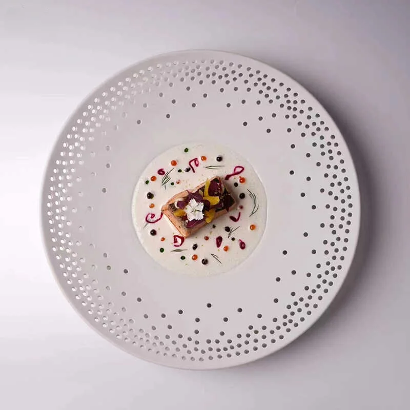 

Creative Round White Ceramic Western Plate Afternoon Tea Dessert Fruit Plate Home Breakfast Bread Pan Tableware Kitchen Utensils