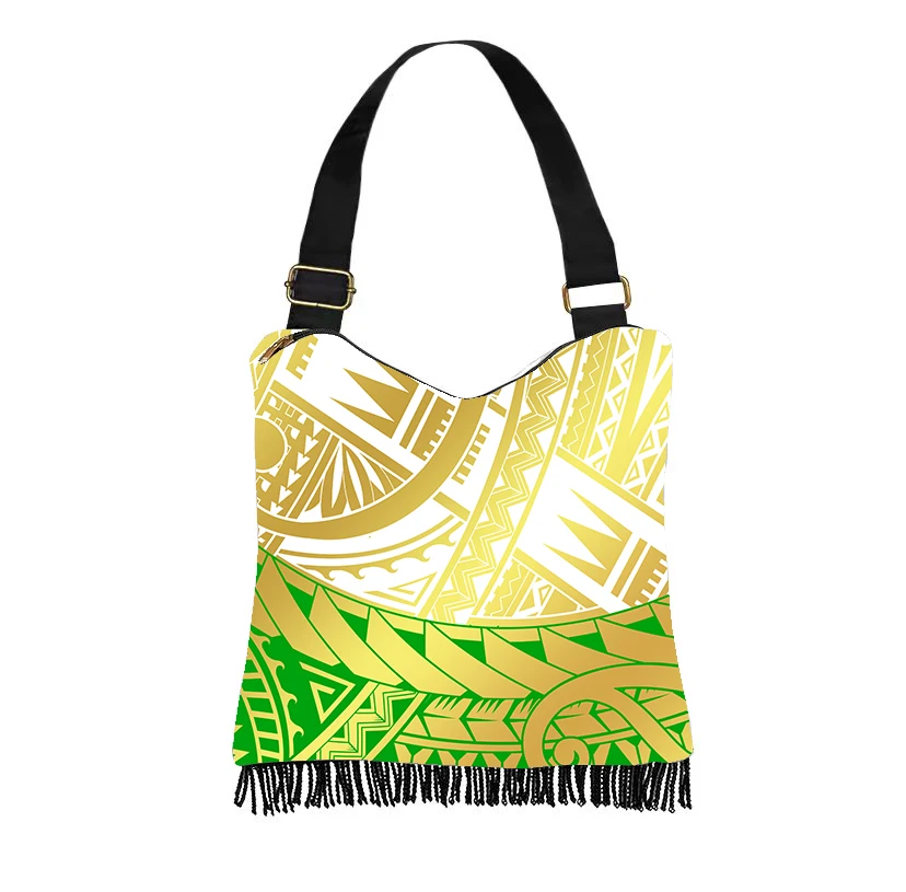 

2025 New Crossbody Bag Tropical Jungle Style Hibiscus Flower Print Customizable Pattern Single Shoulder Bag Polynesian Style