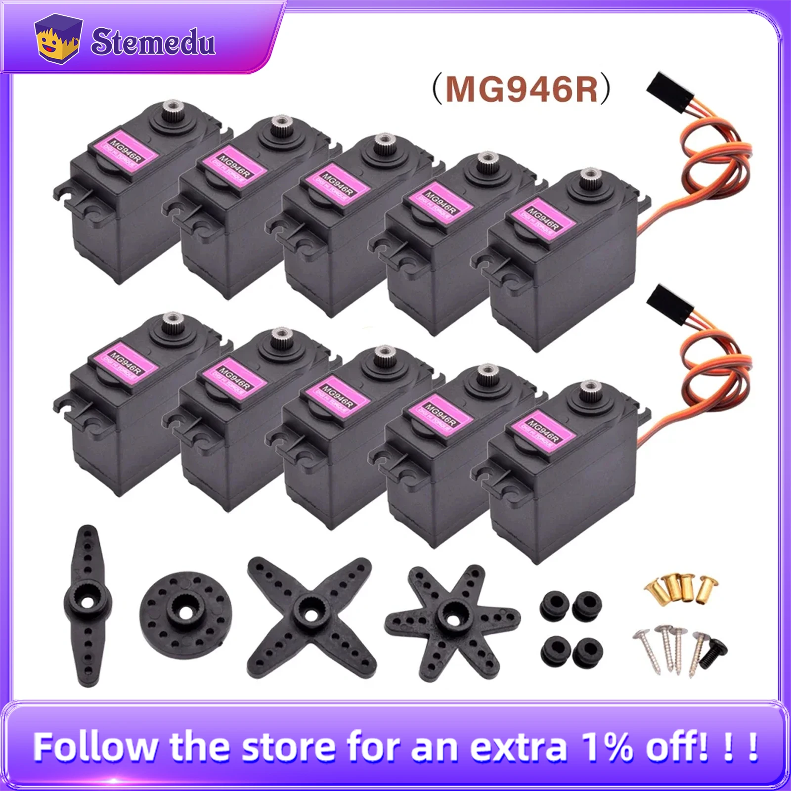 10PCS MG946R Analog Servo Motor All Metal Gear 55g High Torque 13Kg Upgrade MG945 For RC Robot Truck Car Boat Crawler Helicopter