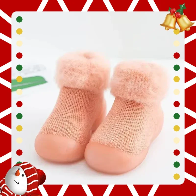 Классические стильные носки на мягкой подошве, утепленная теплая обувь с высоким берцем, новая детская утолщенная обувь для малышей, нескользящая детская домашняя обувь