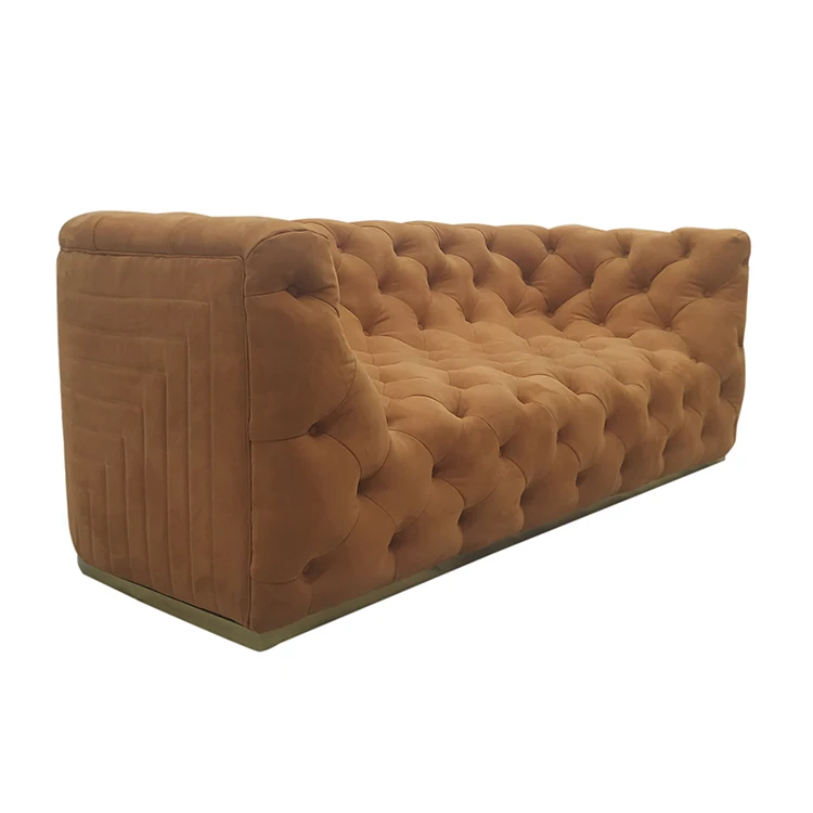 Blue velvet button sofa tufted sofa living room sectional sofa