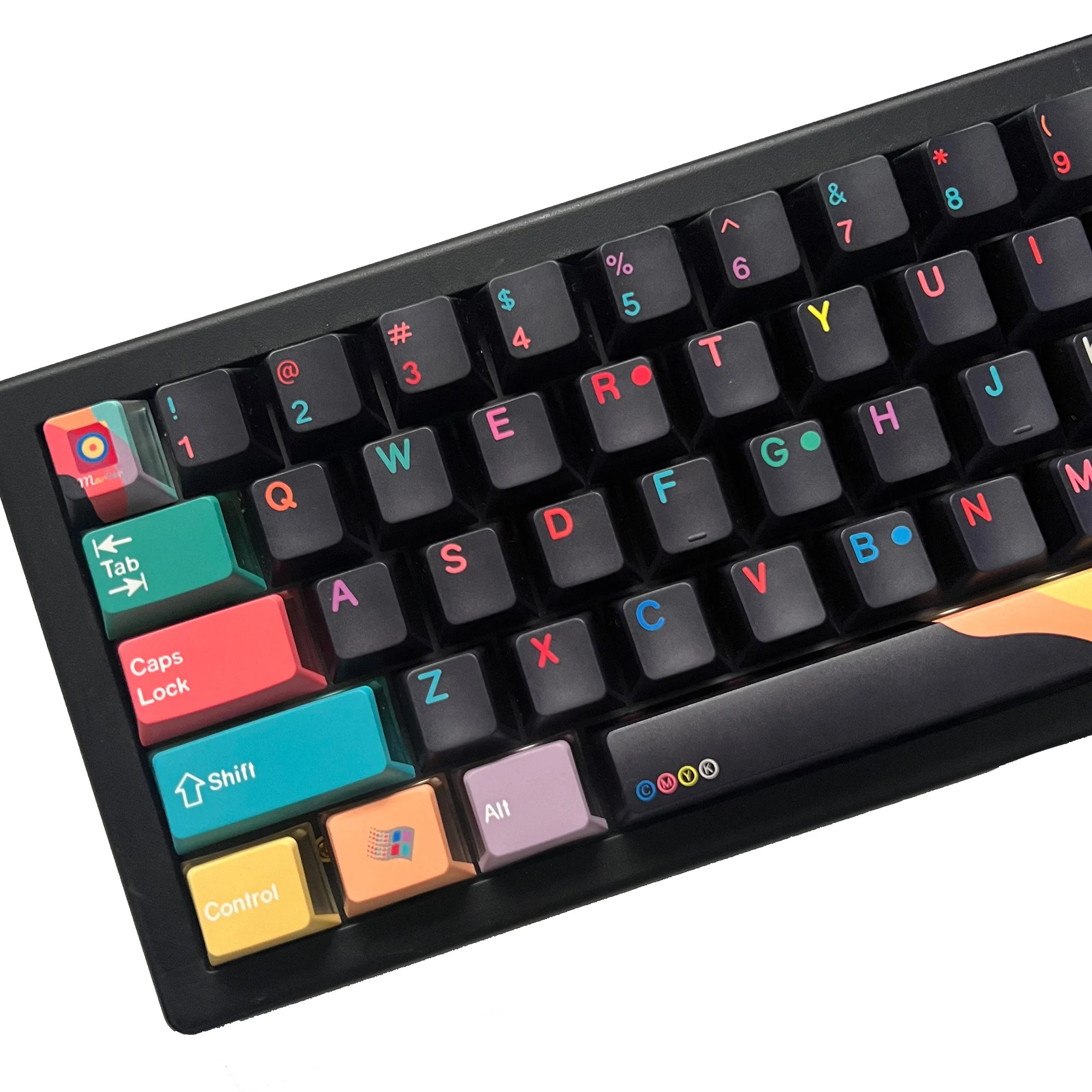 

YMDK 134 Key Cherry Profile 3 Sides Shine Through Pudding Marker Theme Dye Sub PC+PBT Keycaps for MX Mechanical Keyboard
