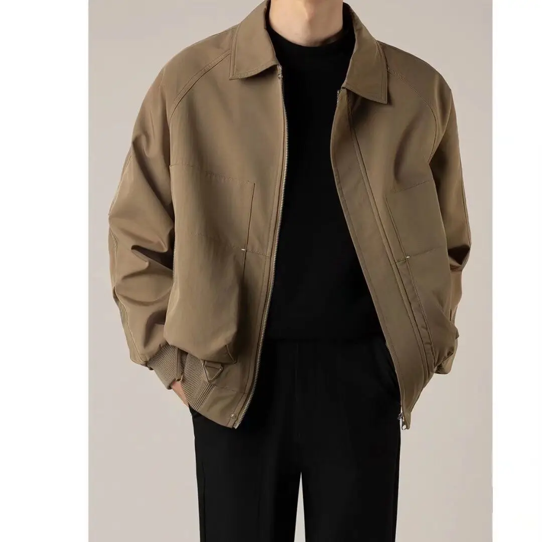 Autumn and Winter Jacket Men New High Quality Solid Color Casual Mens Jacket Korean Fashion Simple High-end Lapel Men's Coat