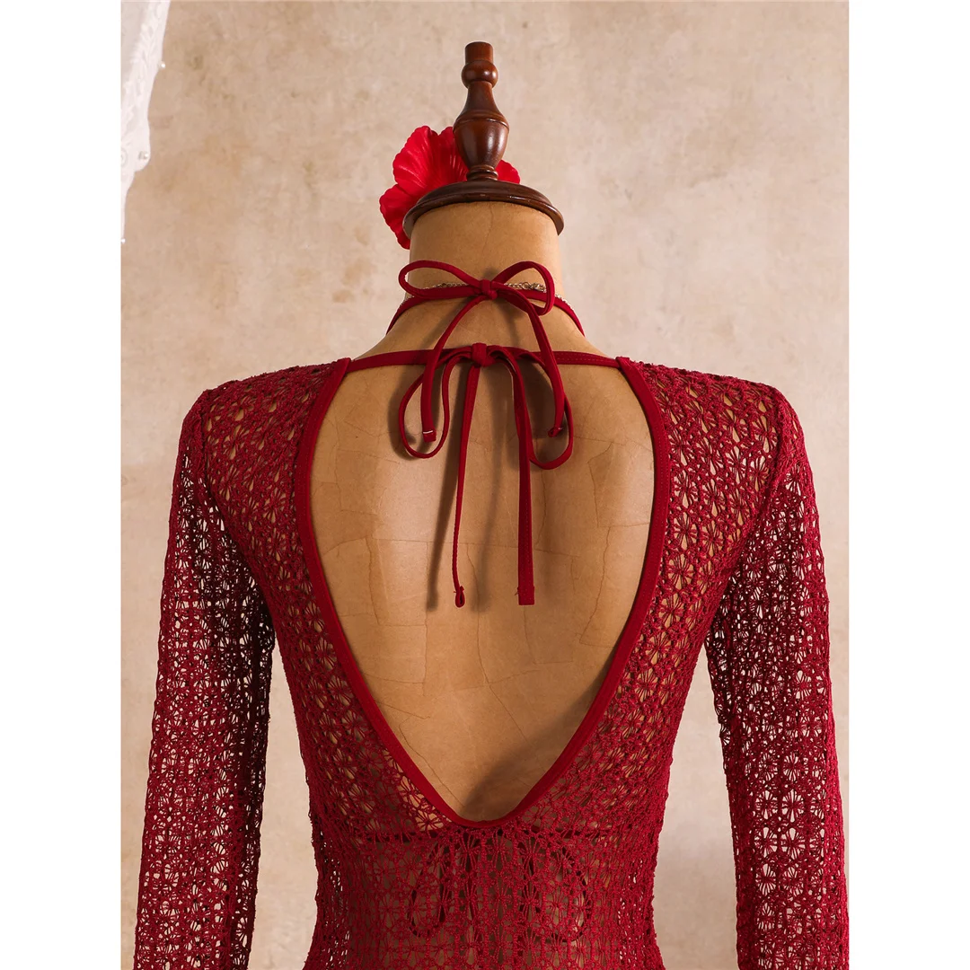 Mit langen Ärmeln, als Überwurf, Neckholder-Bikini, Damen-Badebekleidung, dreiteiliges Bikini-Set, Badeanzug, Badebekleidung, Schwimmbekleidung V8423 – Detail 16